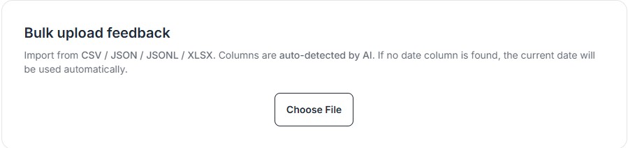 Bulk upload feedback card